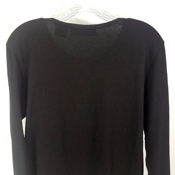 Victoria Jones Black Christmas Reindeer Large Scoop Neck Long Sleeve Shirt Top - Picture 6 of 8